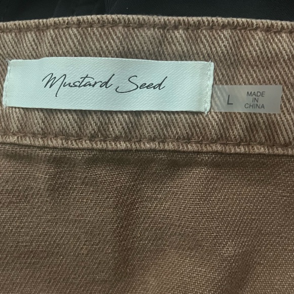 Mustard Seed Brown Wash Snap Front Denim Mini Skirt. Size Large. NWOT. - Picture 4 of 5